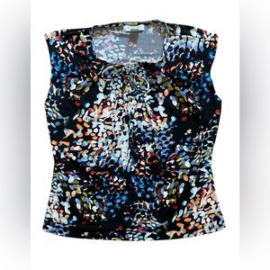 Liz Claiborne sleeveless blouse colorful pattern No Flaws Size Petite Large